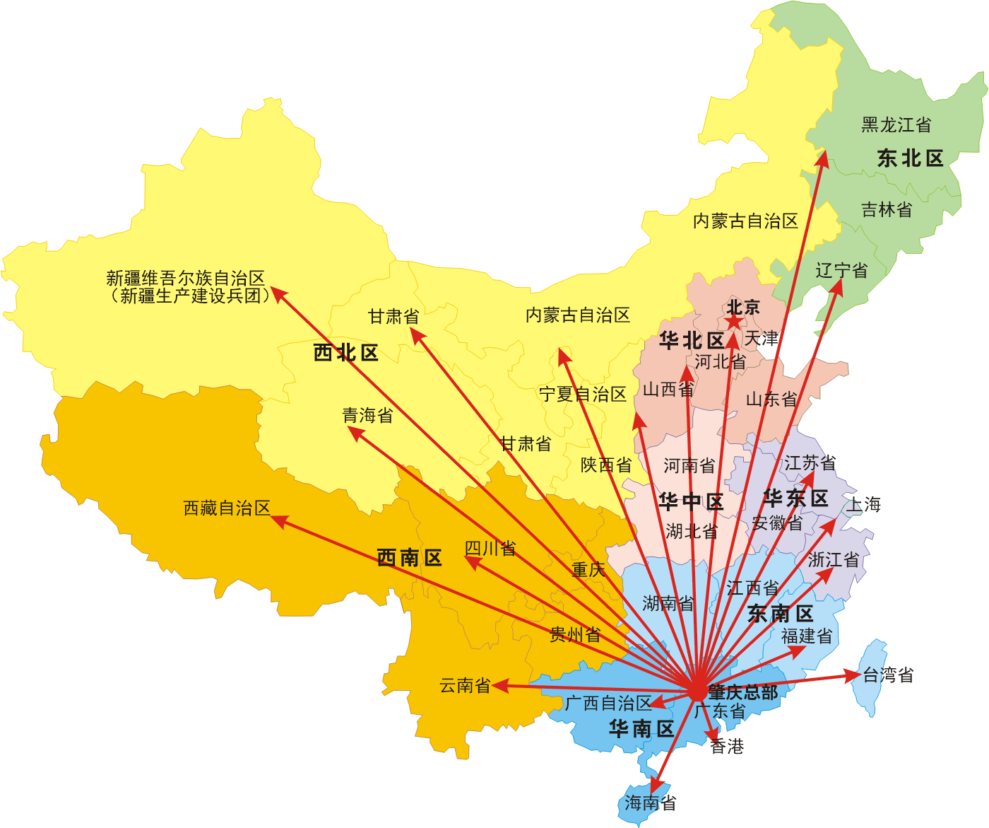 亚铝国内销售区域